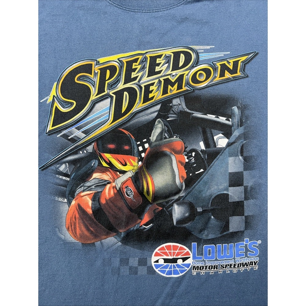VTG NASCAR Double Sided Shirt Charlotte Speed Demon Mens 2XL XXL Racing Dale Y2K - Picture 2 of 11